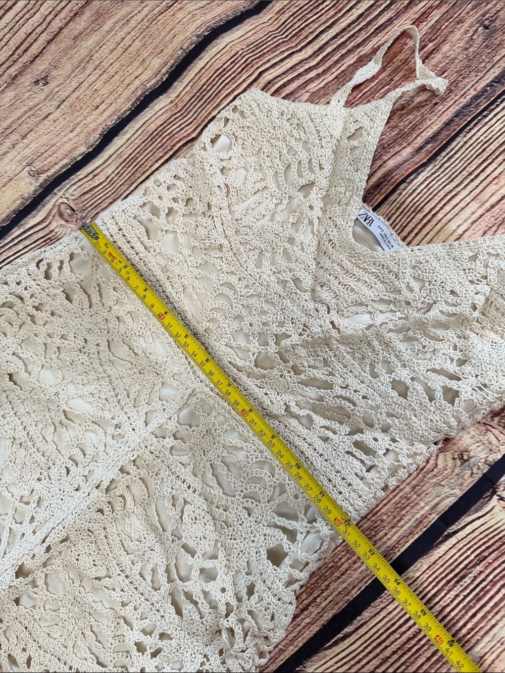 Zara Cream Crochet Lace Romper with V-Neck - Picture 6 of 9
